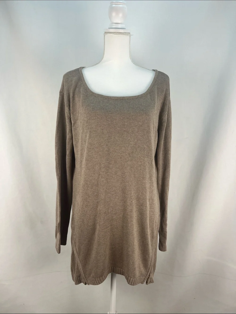 New York & Company Cotton Blend Scoop Neck Tunic Sweater Size L NWT